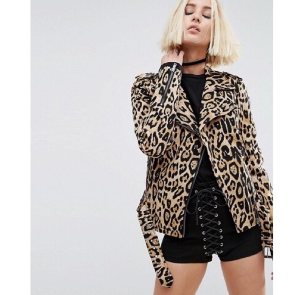 NWOT Tripp NYC leopard moto jacket